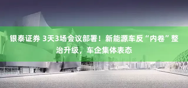 银泰证券 3天3场会议部署！新能源车反“内卷”整治升级，车企集体表态